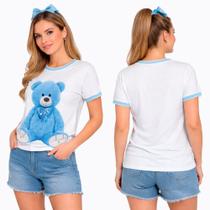Camiseta Feminina Estampada Com Strass Casual Estilosa Camiseta Feminina Estampada Com Strass Casual Estilosa