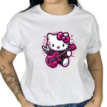 Camiseta Feminina Estampada Cospley Hello Rock Manga Curta Algodão Premium Camiseta Feminina Estampada Cospley Hello Rock Manga Curta Algodão Premium