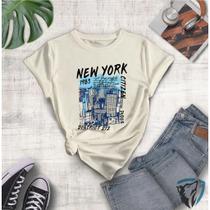 Camiseta Feminina Estampada De Cidade New York 1983 Predios Super Confortavel 100% Algodão