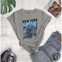 Camiseta Feminina Estampada De Cidade New York 1983 Predios Super Confortavel 100% Algodão