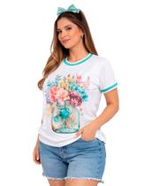 Camiseta Feminina Estampada Manga Curta Tendência Moda