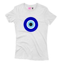 Camiseta Feminina Estampada Olho Grego Branco