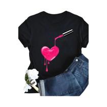 Camiseta Feminina Estilo Streetwear Anos 90 Com Estampa De Esmalte, Casual, Manga Curta, Moda Y2K.