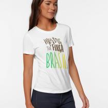 Camiseta Feminina Estilosa Brasil Mostra Tua Força Camisa Casual Algodão Leve Confortável Moderna