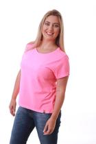 Camiseta Feminina Estonada Rosa Neon Estampa Rico Sublime Lateral Camiseta Feminina Estonada Rosa Neon Estampa Rico Sublime Lateral
