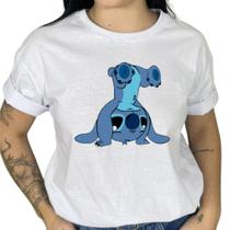 Camiseta Feminina Extra Fofa Confortavel Stich Brincando