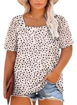Camiseta feminina Eytino Plus Size Puff de manga curta Leopard 3X