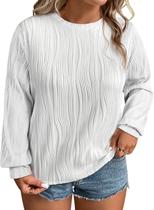 Camiseta feminina Eytino plus size texturizada de manga comprida