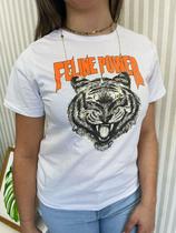 Camiseta Feminina Feline Power Branca