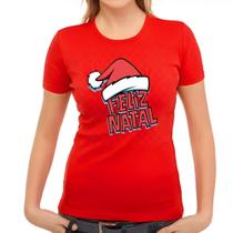 Camiseta Feminina Feliz Natal Gorro Baby Look T-Shirt