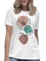 Camiseta feminina flor planta arte camisa blusa presente