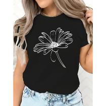Camiseta Feminina Floral Margarida Flor 100% Algodão Premium