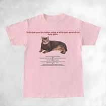 Camiseta Feminina Fofa de Gato com Frases - Manga Curta - Estilo Estético