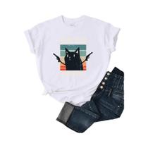 Camiseta Feminina Fofa Engraçada Com Estampa Hip Hop Vintage Gola Redonda Manga Curta Casual Top