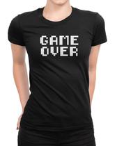 Camiseta Feminina Game Over Camisa Jogos Games Stream Retro Blusinha