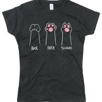 Camiseta Feminina Gatinhos Pedra Papel Tesoura Casual Camiseta 100 algodão Gatos Rock Papel Scissors Camiseta Feminina Gatinhos Pedra Papel Tesoura Casual Camiseta 100 algodão Gatos Rock Papel Scissors