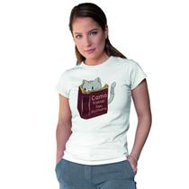 Camiseta Feminina Gato Como Treinar Seu Humano Baby Look