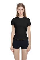 Camiseta feminina Gemonklee com gola redonda e algodão elástico