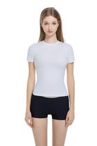 Camiseta feminina Gemonklee com gola redonda e algodão elástico