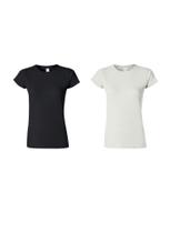 Camiseta Feminina Gildan Softstyle Algodão Kit com 2 Unidades Preto e Branco