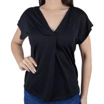 Camiseta Feminina Giraffe Decote V Preta - 62357