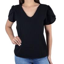 Camiseta Feminina Giraffe Gola V Preta - 62348 Camiseta Feminina Giraffe Gola V Preta - 62348