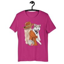 Camiseta Feminina Girl Love Dog Husky