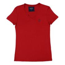 Camiseta Feminina Gola V Tassa Vermelha 26785 Camiseta Feminina Gola V Tassa Vermelha 26785