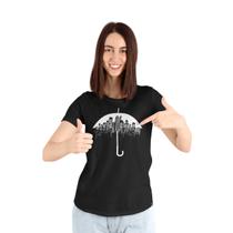 Camiseta Feminina Guarda-Chuva Cidade Grande Garoa Prédios Camiseta Feminina Guarda-Chuva Cidade Grande Garoa Prédios