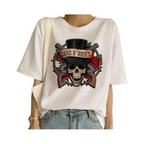 Camiseta Feminina Guns N' Roses - Branca - Estilo Punk Rock