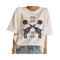 Camiseta Feminina Guns N' Roses - Branca - Estilo Punk Rock