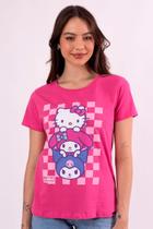 Camiseta Feminina Hello Kitty, Kuromi e My Melody Camiseta Feminina Hello Kitty, Kuromi e My Melody