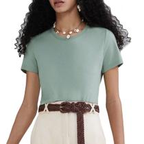 Camiseta Feminina Hering MC Slim Verde Menta - 0241