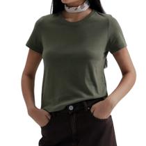 Camiseta Feminina Hering MC Slim Verde Militar - 0241EACEN Camiseta Feminina Hering MC Slim Verde Militar - 0241EACEN