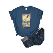 Camiseta Feminina Hip Hop Lobo Princesa - Estilo Ukiyo-e Japonês - Manga Curta