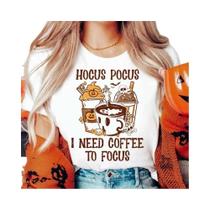 Camiseta Feminina Hocus Pocus - Estampa de Desenho Animado de Halloween - Gola O