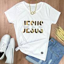 Camiseta Feminina Jesus Lives In Me tamanho M cor Branco