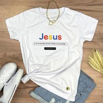 Camiseta Feminina Jesus Se me buscarem de todo coração, me encontrarão tamanho M cor Branco