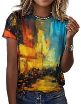 Camiseta feminina Joo Meryer Starry Night, de tamanho grande, folgada