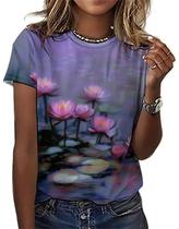 Camiseta feminina joo meryer Starry Night, solta, roxa, tamanho GG