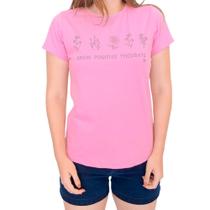 Camiseta feminina kavic tshirt rosa grow positive thoughts
