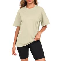 Camiseta feminina KEEPSHOWING, de tamanho grande, de algodão, solta, LCL Camiseta feminina KEEPSHOWING, de tamanho grande, de algodão, solta, LCL