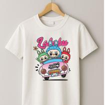 Camiseta Feminina Labubu Carro Oversize 100% Algodão Inedita