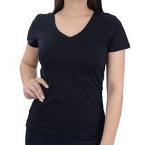 Camiseta Feminina Lado Avesso V Preta - L1224