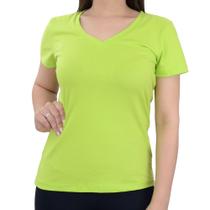 Camiseta Feminina Lado Avesso V Verde - L1224