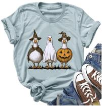 Camiseta feminina LANMERTREE Cute Halloween Silly Goose, azul GG