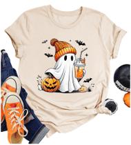 Camiseta feminina LANMERTREE Halloween Ghost, linda, tamanho M