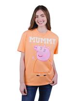 Camiseta Feminina Laranja Peppa Pig Mamãe Estampada P Camiseta Feminina Laranja Peppa Pig Mamãe Estampada P
