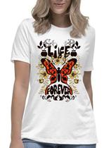 Camiseta feminina life inc foreve borboleta blusa camisa