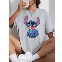 Camiseta Feminina Lilo Stitch Blusinha Algodão Desenho Moda Streetwear
